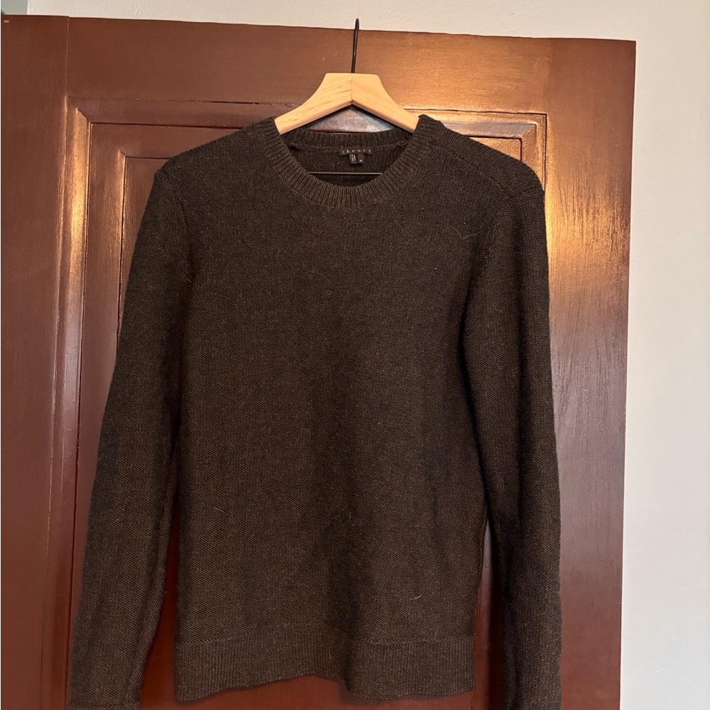 Theory merino wool sweater, charcoal grey/black—warm!!